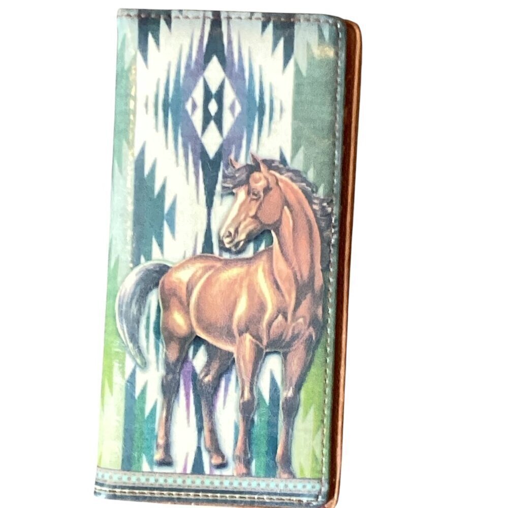 Lavishy Vegan‎ Wallet Clutch Southwestern Equestrian Horse Novelty Print 315i